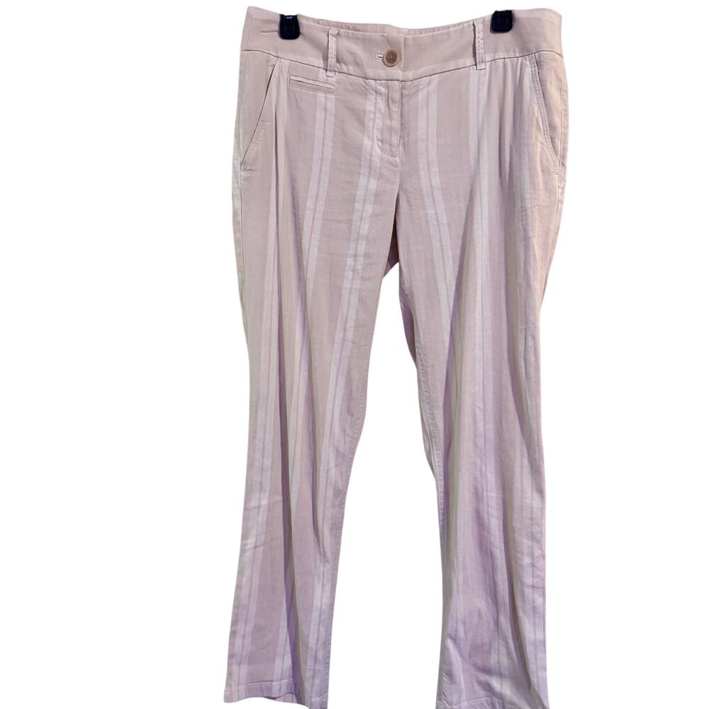 Ann Taylor Loft Marisa SZ 4 off white striped linen blend pants